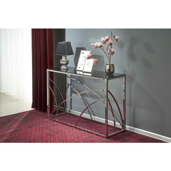 KN5 kosolka, stelaż - srebrny, szkło - dymiony - Halmar