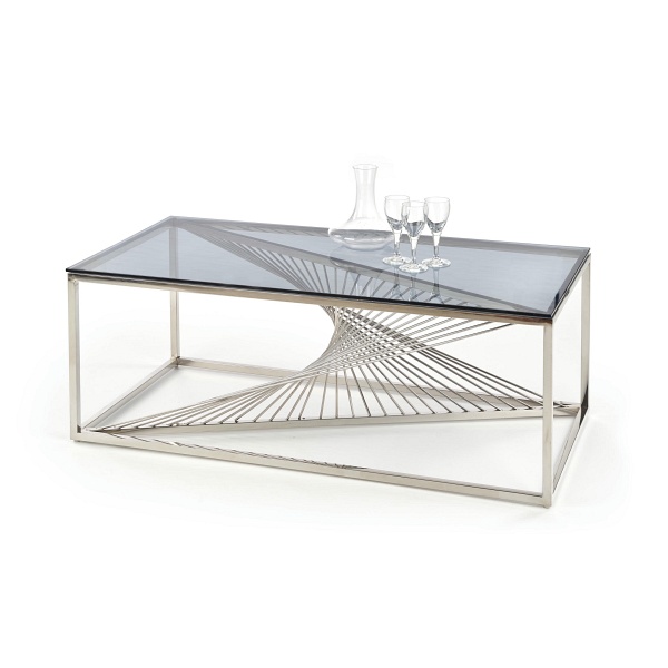 Ława INFINITY , stelaż - srebrny, szkło - dymiony - Halmar