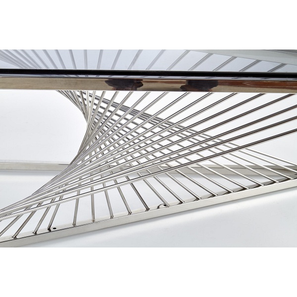 Ława INFINITY , stelaż - srebrny, szkło - dymiony - Halmar