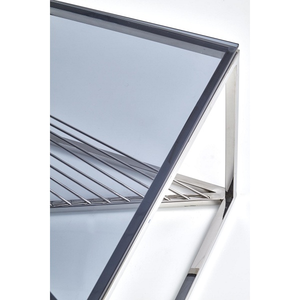 Ława INFINITY , stelaż - srebrny, szkło - dymiony - Halmar