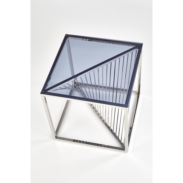 Ława INFINITY KWADRAT , stelaż - srebrny, szkło - dymiony - Halmar