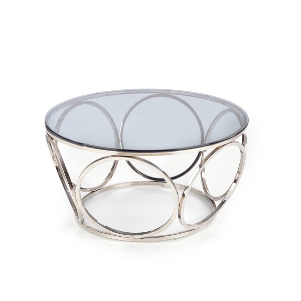 Ława VENUS , stelaż - srebrny, szkło - dymiony - Halmar