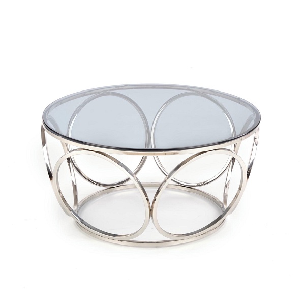 Ława VENUS , stelaż - srebrny, szkło - dymiony - Halmar