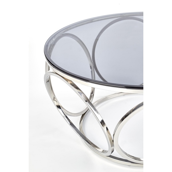 Ława VENUS , stelaż - srebrny, szkło - dymiony - Halmar