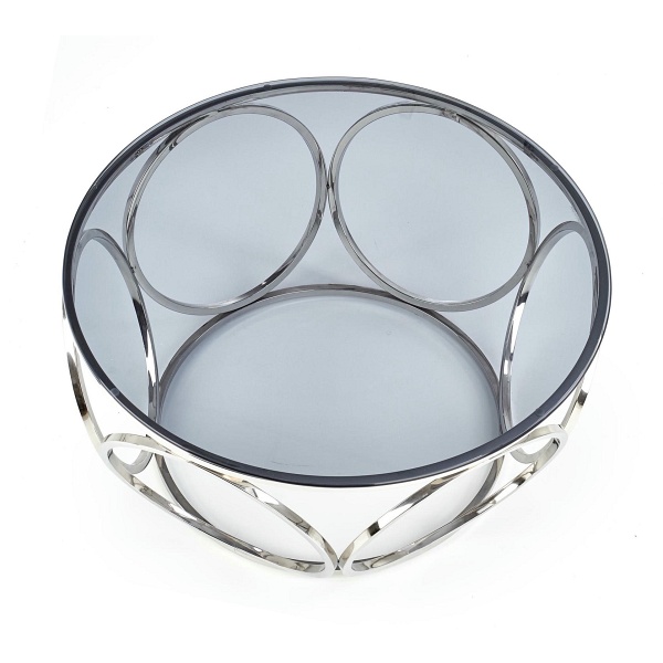 Ława VENUS , stelaż - srebrny, szkło - dymiony - Halmar