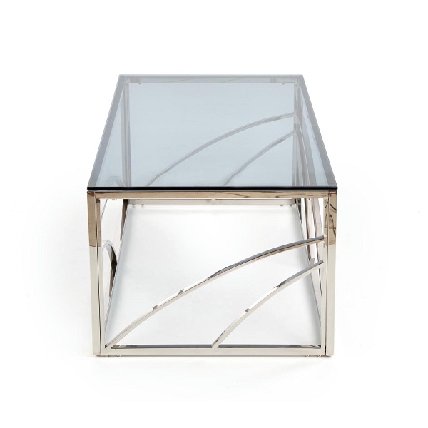 Ława UNIVERSE , stelaż - srebrny, szkło - dymiony - Halmar