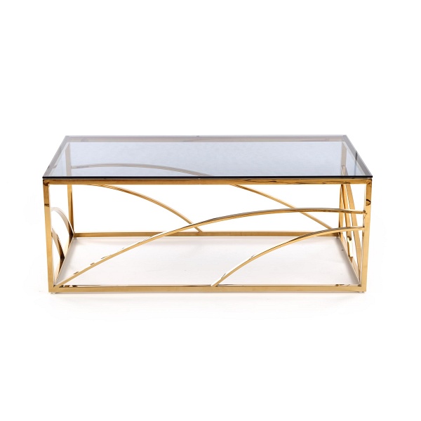 Ława UNIVERSE , stelaż - złoty, szkło - dymiony - Halmar