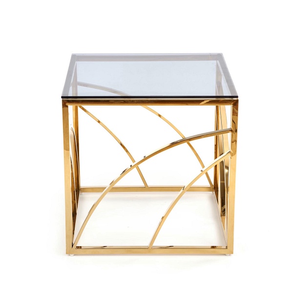 Ława UNIVERSE KWADRAT , stelaż - złoty, szkło - dymiony - Halmar