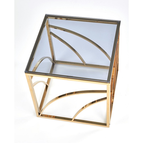 Ława UNIVERSE KWADRAT , stelaż - złoty, szkło - dymiony - Halmar
