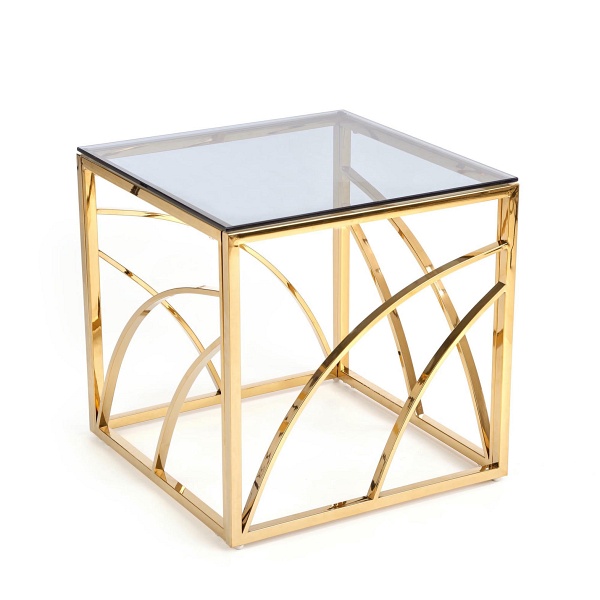 Ława UNIVERSE KWADRAT , stelaż - złoty, szkło - dymiony - Halmar