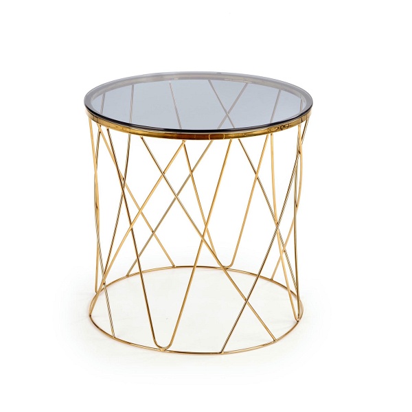 Ława SELENA , stelaż - złoty, szkło - dymiony - Halmar