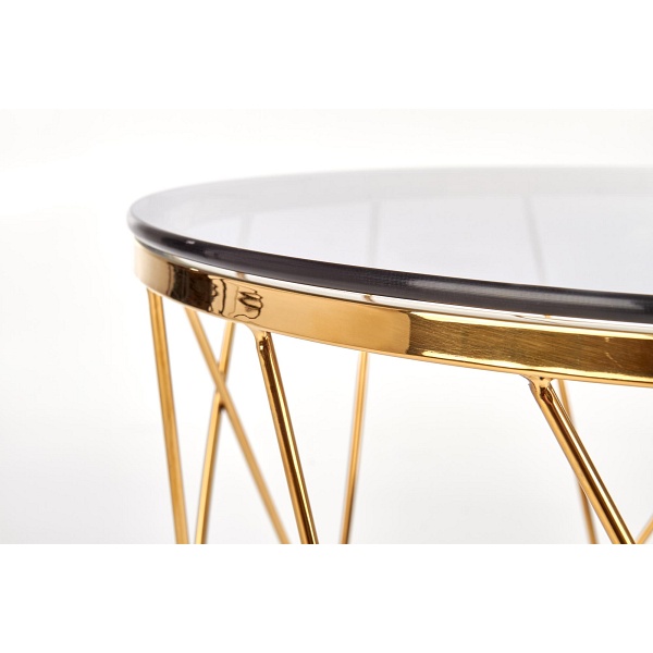 Ława SELENA , stelaż - złoty, szkło - dymiony - Halmar