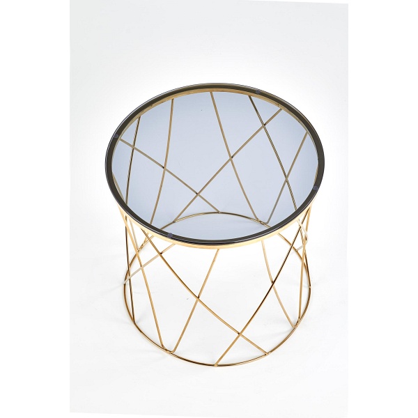 Ława SELENA , stelaż - złoty, szkło - dymiony - Halmar