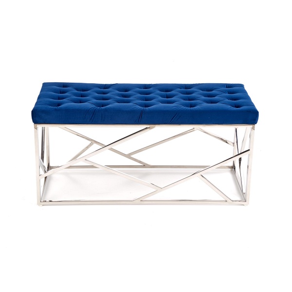 Ławka MILAGRO , stelaż - srebrny, siedzisko - granatowy - Halmar