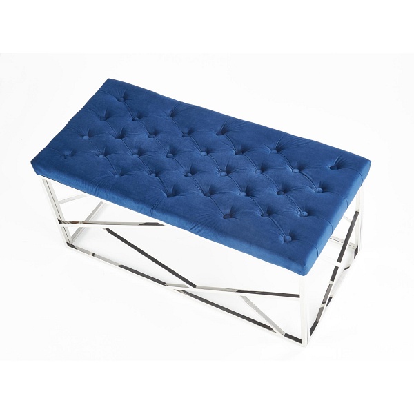 Ławka MILAGRO , stelaż - srebrny, siedzisko - granatowy - Halmar