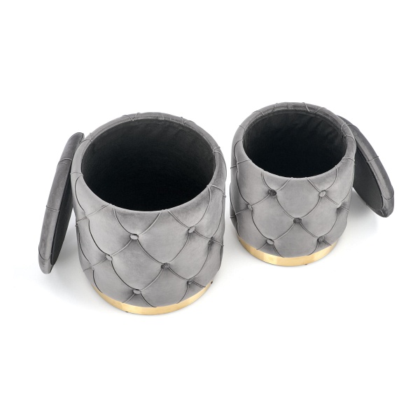 POLLY zestaw 2 puf, popiel - Halmar