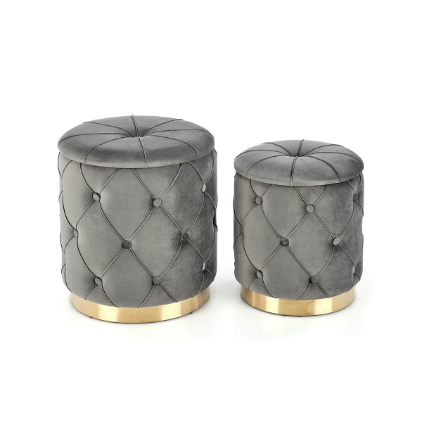 POLLY zestaw 2 puf, popiel - Halmar