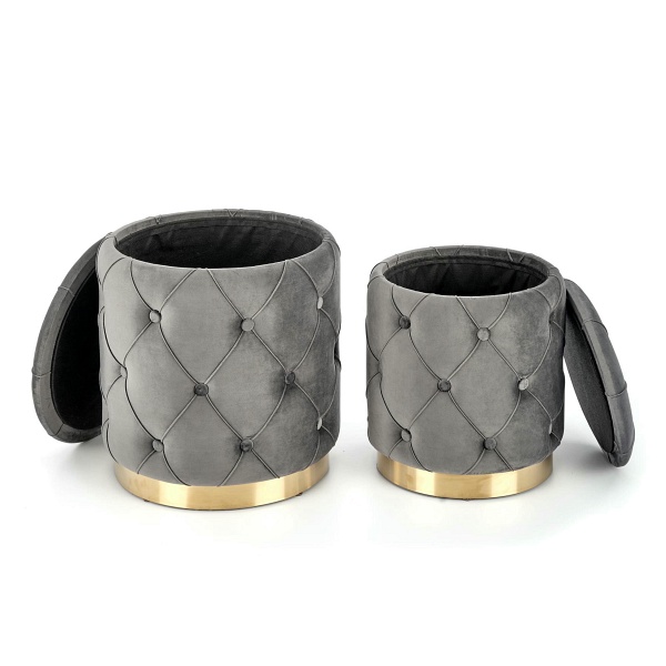 POLLY zestaw 2 puf, popiel - Halmar