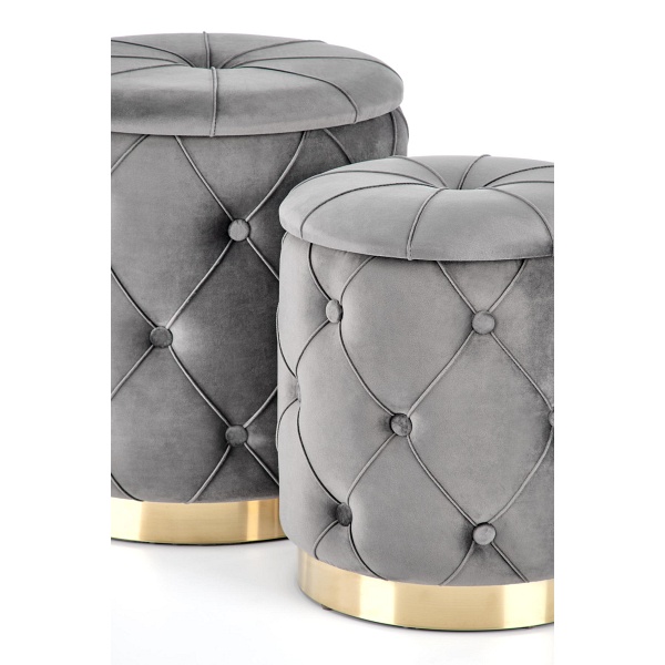 POLLY zestaw 2 puf, popiel - Halmar