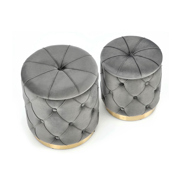 POLLY zestaw 2 puf, popiel - Halmar