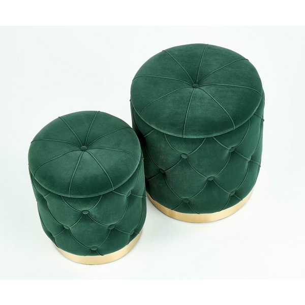 POLLY zestaw 2 puf, ciemny zielony - Halmar