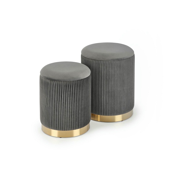 MONTY zestaw 2 puf, popielaty - Halmar