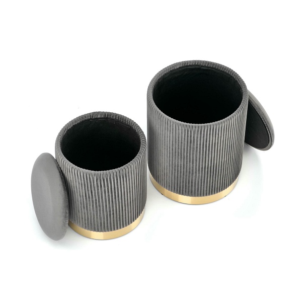 MONTY zestaw 2 puf, popielaty - Halmar