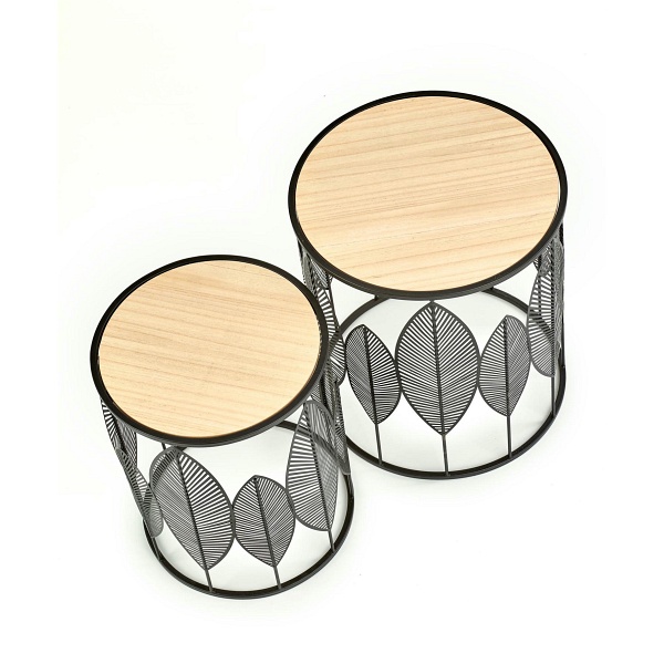 FOLLA zestaw 2 ław czarny / naturalny - Halmar