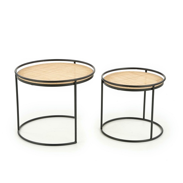 MANADO zestaw 2 ław czarny / naturalny - Halmar