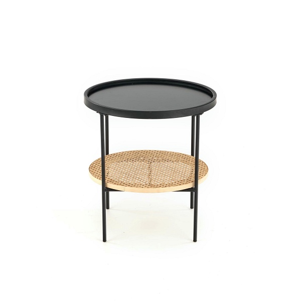 Ława KAMPA czarny / rattan naturalny - Halmar