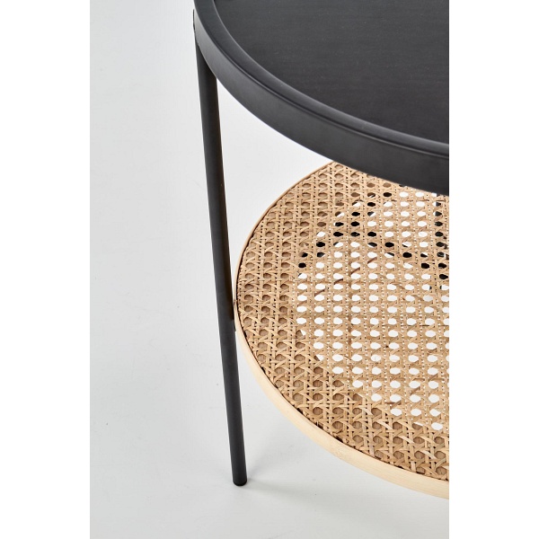 Ława KAMPA czarny / rattan naturalny - Halmar