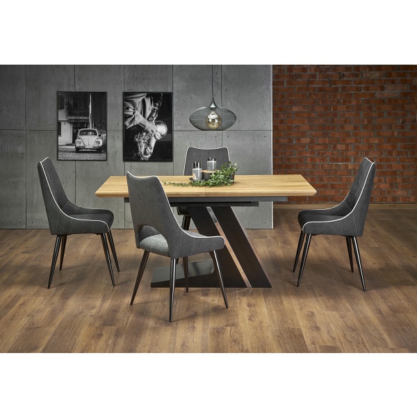 Stół FERGUSON rozkładany blat - naturalny, nogi - czarny - Halmar