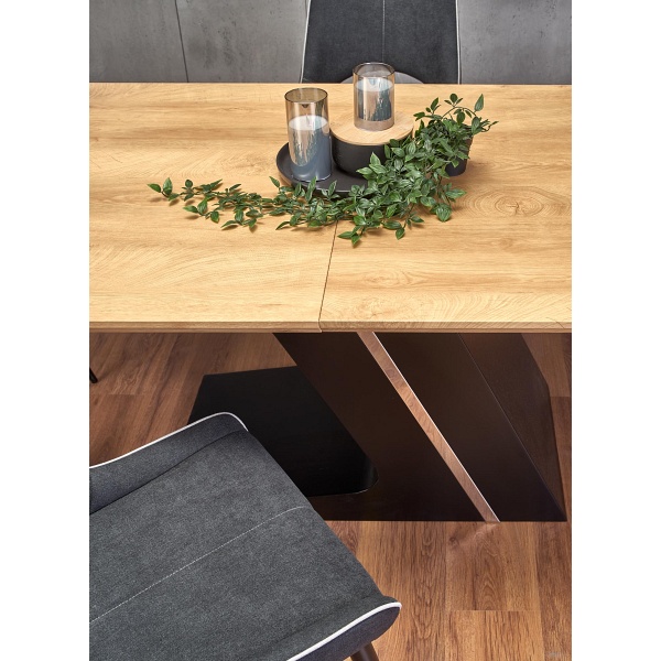 Stół FERGUSON rozkładany blat - naturalny, nogi - czarny - Halmar