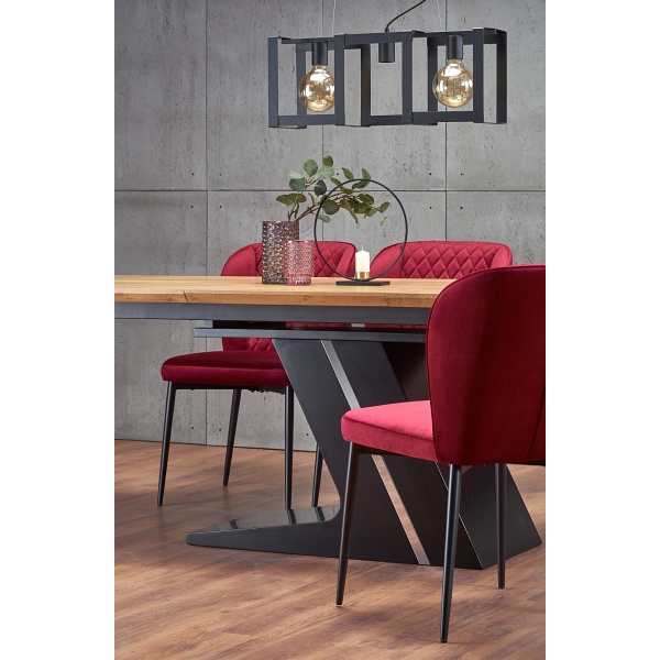 Stół FERGUSON rozkładany blat - naturalny, nogi - czarny - Halmar