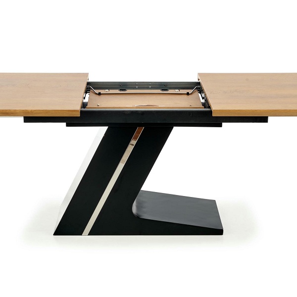 Stół FERGUSON rozkładany blat - naturalny, nogi - czarny - Halmar