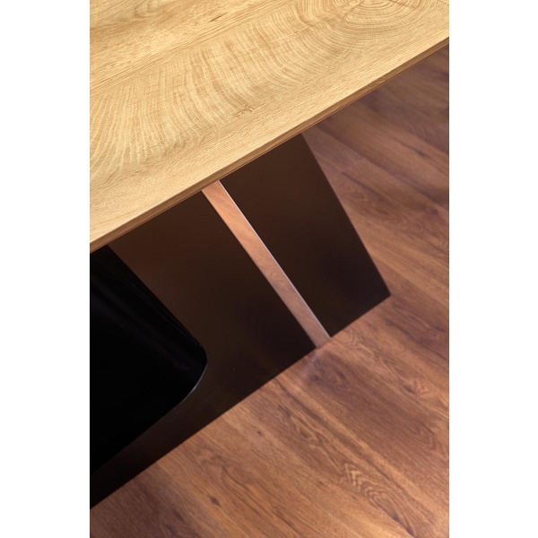 Stół FERGUSON rozkładany blat - naturalny, nogi - czarny - Halmar