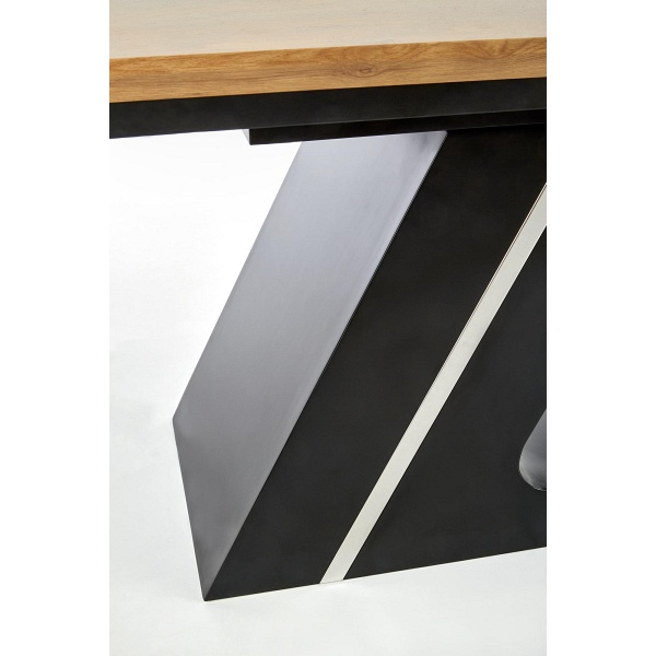 Stół FERGUSON rozkładany blat - naturalny, nogi - czarny - Halmar