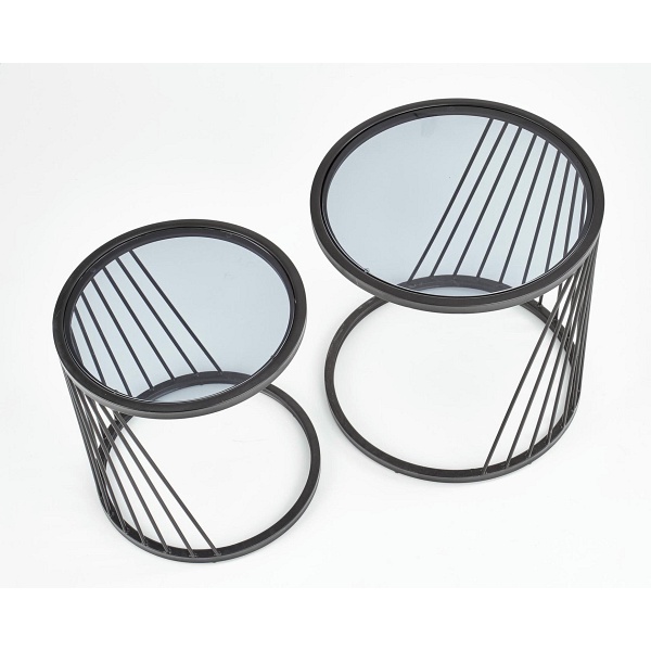 ANTILLA zestaw 2 ław czarny / dymiony - Halmar