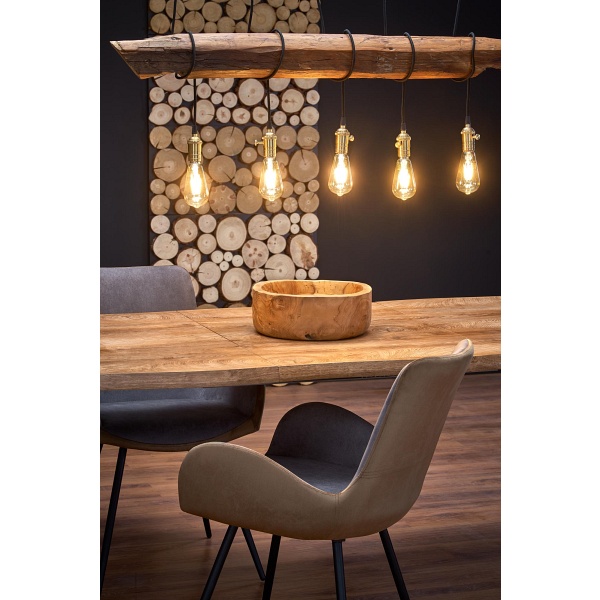 Stół DICKSON rozkładany 150-210/90 cm, blat - naturalny, nogi - czarny - Halmar