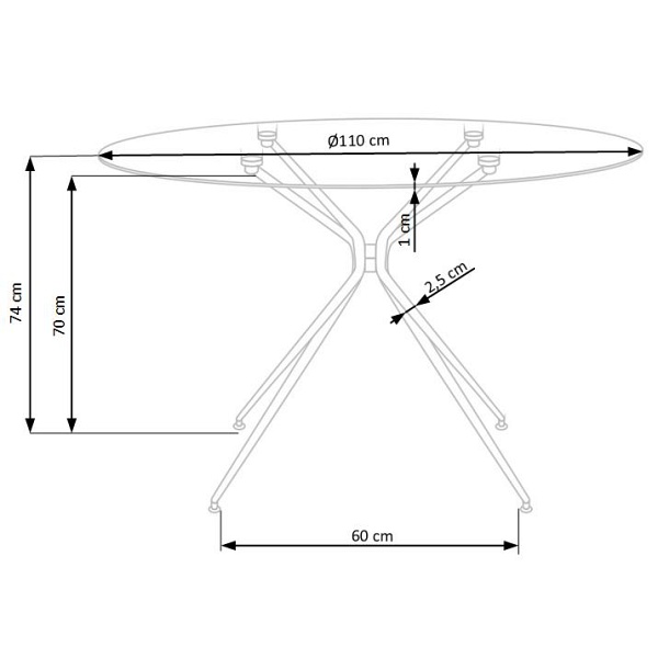 Stół RONDO , blat - bezbarwny, nogi - złoty - Halmar