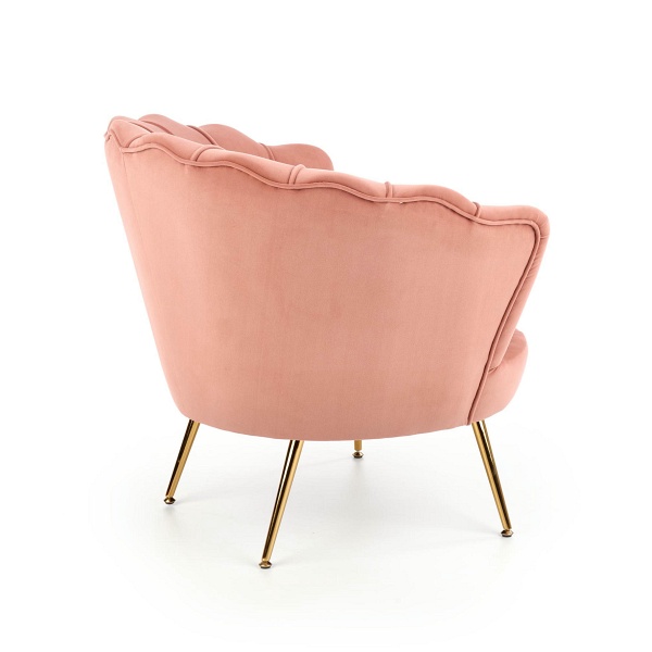 Fotel AMORINITO wypoczynkowy jasny różowy / złoty - Halmar