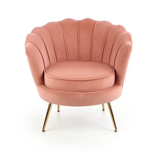 Fotel AMORINITO wypoczynkowy jasny różowy / złoty - Halmar