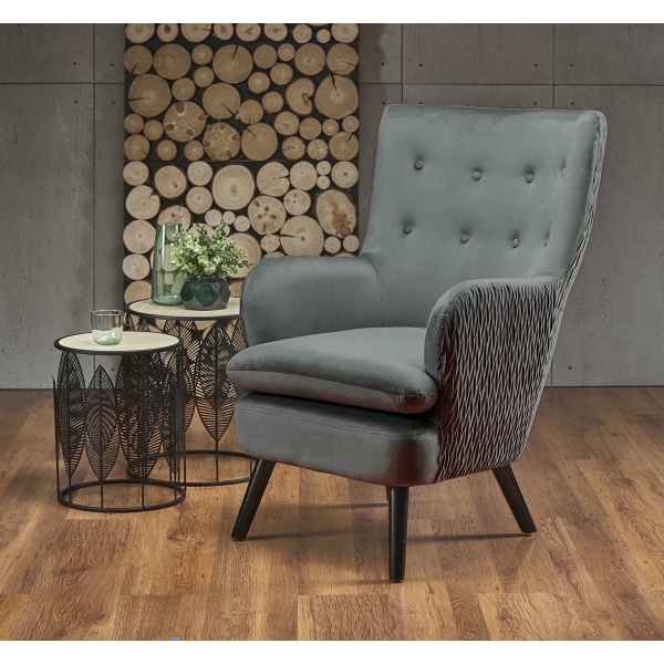 Fotel RAVEL wypoczynkowy popielaty / czarny - Halmar