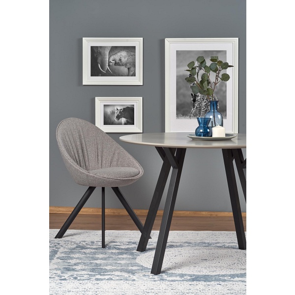 Stół BALROG OKRĄGŁY , stelaż - czarny, blat- jasny popiel - Halmar