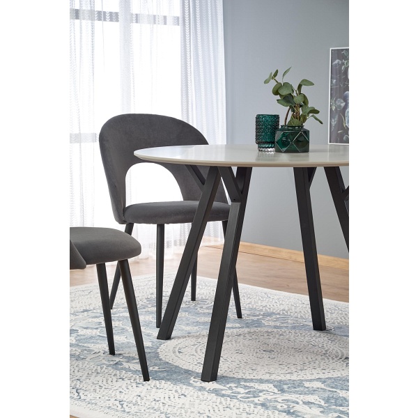 Stół BALROG OKRĄGŁY , stelaż - czarny, blat- jasny popiel - Halmar