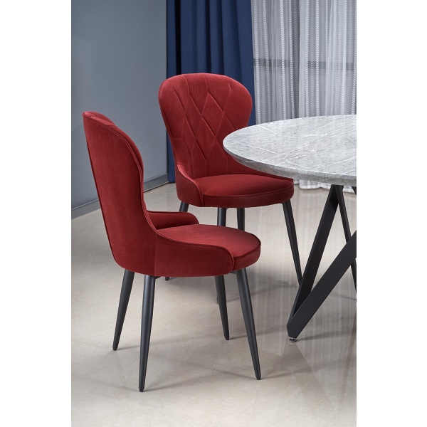 Stół GUSTIMO okrągły, blat - popielaty marmur, stelaż - czarny - Halmar