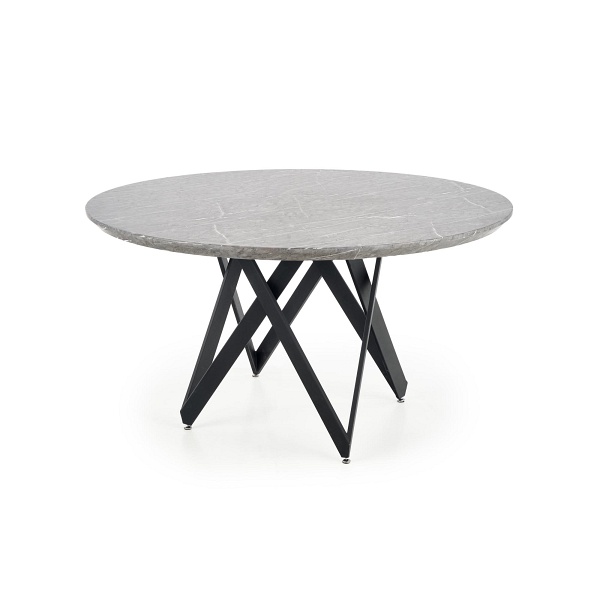 Stół GUSTIMO okrągły, blat - popielaty marmur, stelaż - czarny - Halmar