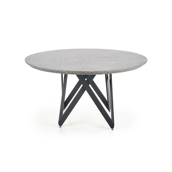 Stół GUSTIMO okrągły, blat - popielaty marmur, stelaż - czarny - Halmar