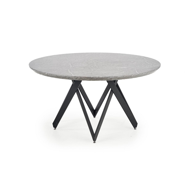 Stół GUSTIMO okrągły, blat - popielaty marmur, stelaż - czarny - Halmar