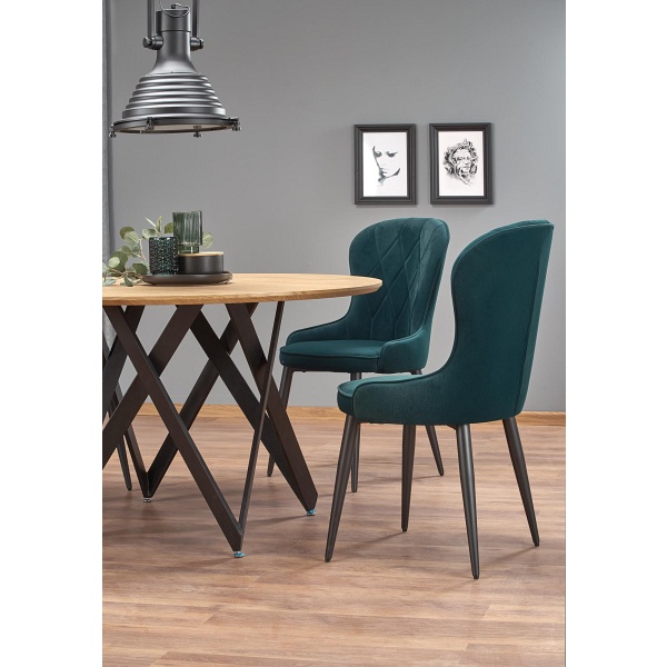 Stół MOZAMBIK , blat - dab złoty, stelaż - czarny - Halmar